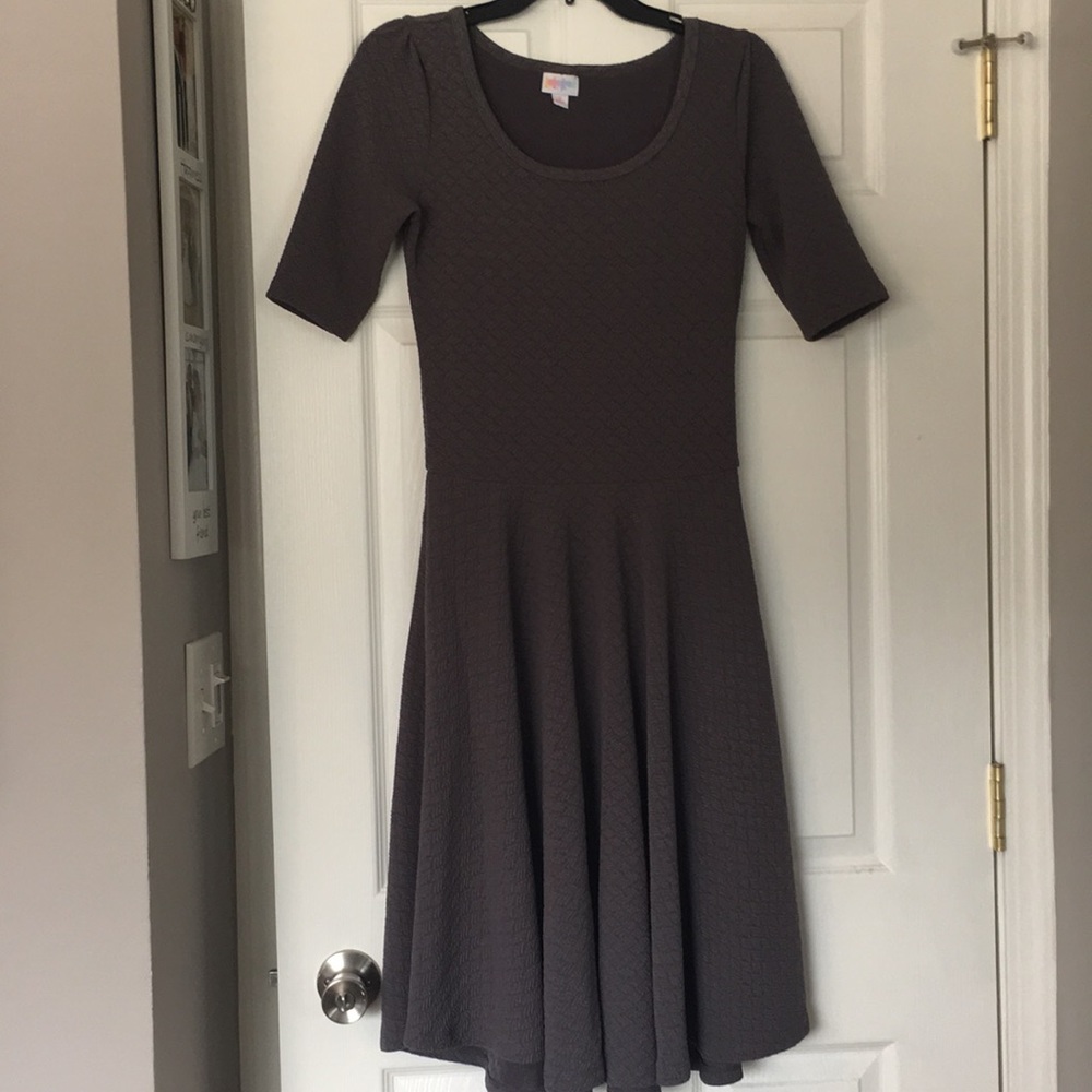 Solid Grey Nicole Dress with design